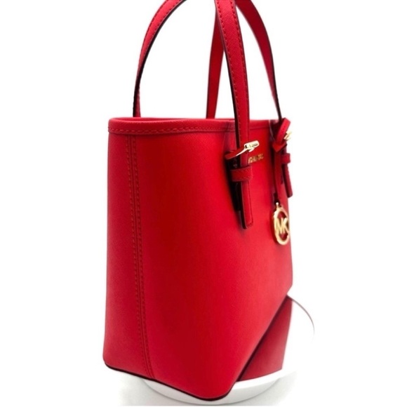 Michael Kors Jet Set Travel Extra-Small Top Zip Tote Bag Red - Picture 4 of 9